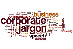 Corporate jargon word cloud concept