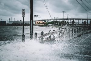 Water coming over road During Hurricane Florence. Technology is playing a crucial role in recovery efforts. 