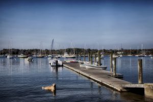 Sailboats along the coast of Connecticut.